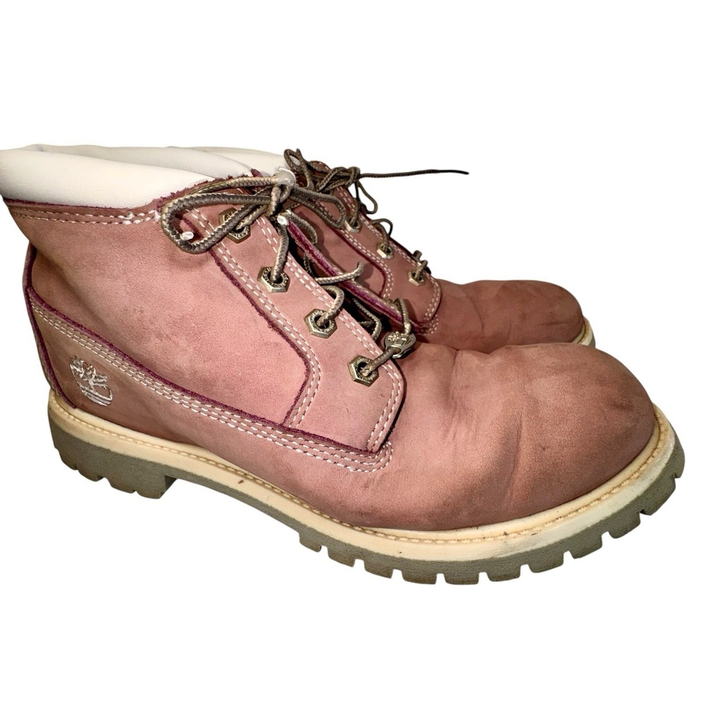 Timberland Nellie Chukka Boots Women's Nubuck Waterproof Pink Shoes Sz 10M - Picture 3 of 13